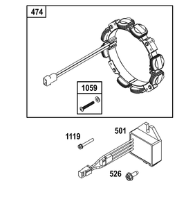 Alternator Group Diagram and Parts List for 305447-0338-F1 200000 - 399999 Briggs and Stratton Engine